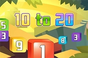 Barevné číslice na barevném geometrickém pozadí s nápisem 10 to 20