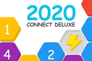 Barevné šestiúhelníky s čísly a bleskem na bílém pozadí s nápisem 2020 Connect Deluxe