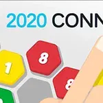 Prst ukazující na barevné hexagony s čísly a nápisem 2020 CONNECT