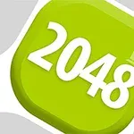 Zelený čtvercový tlačítko se zaoblenými rohy a číslem 2048 uprostřed