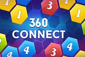 Barevné šestiúhelníky s čísly na modro-fialovém pozadí s nápisem 360 CONNECT