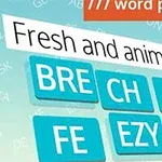 Barevné dlaždice s anglickými písmeny na pozadí s nápisem Fresh and animated
