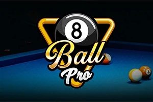 Logo s černou osmičkovou koulí na biliardovém stole s barevnými koulemi