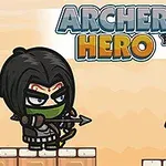 Dva kreslení postavičky stojící proti sobě, vlevo lukostřelec s černou kápí a šípem, vpravo zelený troll, nahoře nápis ARCHER HERO