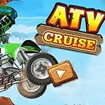 Čtyřkolka s jezdcem ve skoku na modré obloze s nápisem ATV Cruise