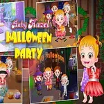 Děti v kostýmech na halloweenské párty s různými aktivitami v kolážovém stylu