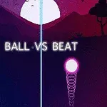 Nápis Ball vs Beat na pozadí s temnými horami a svítícím měsícem, rozdělený vertikální čárou
