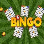 Barevně ilustrované bingo karty a výrazný nápis Bingo na zeleném pozadí