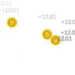 Zlaté mince s logem bitcoinu a číselnými hodnotami na bílém pozadí