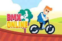 Závoď online proti dvěma dalším hráčům v této zábavné BMX hře