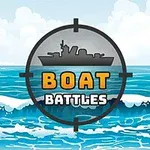 Loď v zaměřovači s nápisem Boat Battles na pozadí moře a oblohy s mraky
