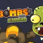 Pestrobarevný kreslený zombie s výraznýma očima vedle textu s názvem obsahujícím bombu a kouřové pozadí