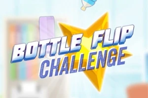 Nápis Bottle Flip Challenge před žlutou hvězdou s lahví nahoře na světlém pozadí