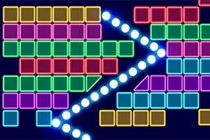 Barevné bloky a svítící kuličky tvořící geometrický vzor na tmavém pozadí
