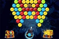 Hra Bubble Shooter, ve které hráč sbírá zlatou truhlu v každém levelu
