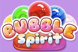 Barevné bubliny a nápis Bubble Spirit na fialovém pozadí