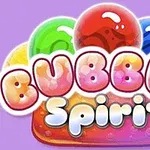 Barevné bubliny a nápis Bubble Spirit na fialovém pozadí