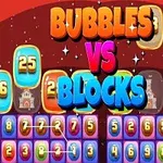 Barevná grafika s nápisy BUBBLES a BLOCKS, čísly v bublinách a různobarevnými čísly na pozadí