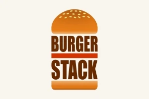 Logo s nápisem BURGER STACK ve tvaru hamburgerové housky