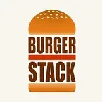 Logo s nápisem BURGER STACK ve tvaru hamburgerové housky