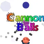 Barevné nápisy Cannon a Balls uprostřed s pozadím tvořeným šestiúhelníky a malými kuličkami