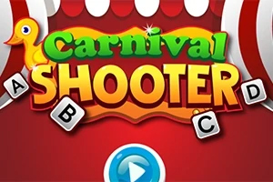 Carnival Shooter Barevné logo s nápisem Carnival Shooter na červeném pozadí s kačkou a písmeny A, B, C, D okolo