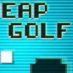 Název CHEAP GOLF na modrém proužkovaném pozadí s kurzorem ve tvaru ruky