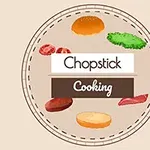Ingredience hamburgeru s nápisem Chopstick Cooking uprostřed