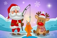 Santa chytá ryby na Vánoce