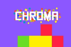 Barevné bloky různých tvarů a velikostí na fialovém pozadí s nápisem CHROMA