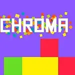 Barevné bloky různých tvarů a velikostí na fialovém pozadí s nápisem CHROMA