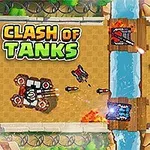 Tanky střílející rakety přes most s nápisem Clash of Tanks nalevo