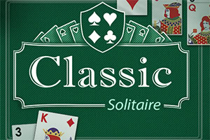 Karetní motivy na zeleném pozadí s nápisem Classic Solitaire