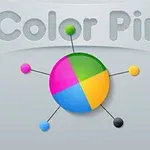 Barevný kruh rozdělený na čtyři části s různými barvami a textem Color Pin nahoře