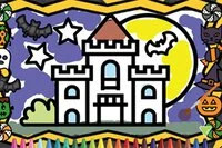 Halloweenská omalovánka, která povzbuzuje děti k vybarvování uvnitř čar