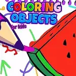 Barevný obrázek melounu s pastelkami a nápisem Coloring Objects for Kids