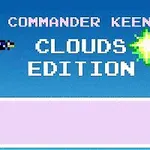 Postava s helmou a zbraní vlevo, text CLOUDS EDITION a hvězdice na modrém pozadí