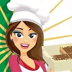 Ilustrace ženy s kuchařskou čepicí držící mísu s dezertem na pozadí italské vlajky