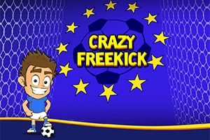 Kreslená postava fotbalisty s míčem u nohy na modrém pozadí s hvězdami a nápisem ve středu