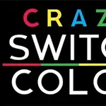 Text CRAZY SWITCH COLOR v různých barvách na černém pozadí