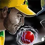 Dva hráči ve sportovním oblečení se setkávají tváří v tvář s červeným míčkem mezi nimi