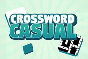 Nápis Crossword Casual na světle zeleném pozadí s motivem čtverců a křížovky