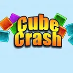 Název Cube Crash je zobrazen velkým písmem s vícebarevnými kostkami v pozadí
