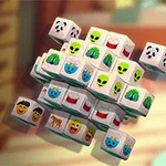 Kostky s různými emoji vznášející se ve vzduchu v barevném herním prostředí