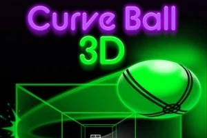 Svítící zelený míček s efektovým pohybem a textem Curve Ball 3D na tmavém pozadí