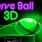 Svítící zelený míček s efektovým pohybem a textem Curve Ball 3D na tmavém pozadí