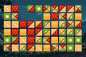 Barevná mřížka z čtvercových dílků s geometrickými vzory (trojúhelníky, pruhy, tečky a hvězdicové motivy) na tmavém pozadí