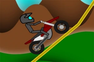 Jezdec na motocyklu s helmou stoupá po strmém kopci na barevném pozadí