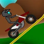 Jezdec na motocyklu s helmou stoupá po strmém kopci na barevném pozadí