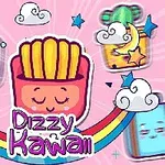 Barevná ilustrace s různými roztomilými kreslenými postavičkami obklopenými mraky a duhou na růžovém pozadí